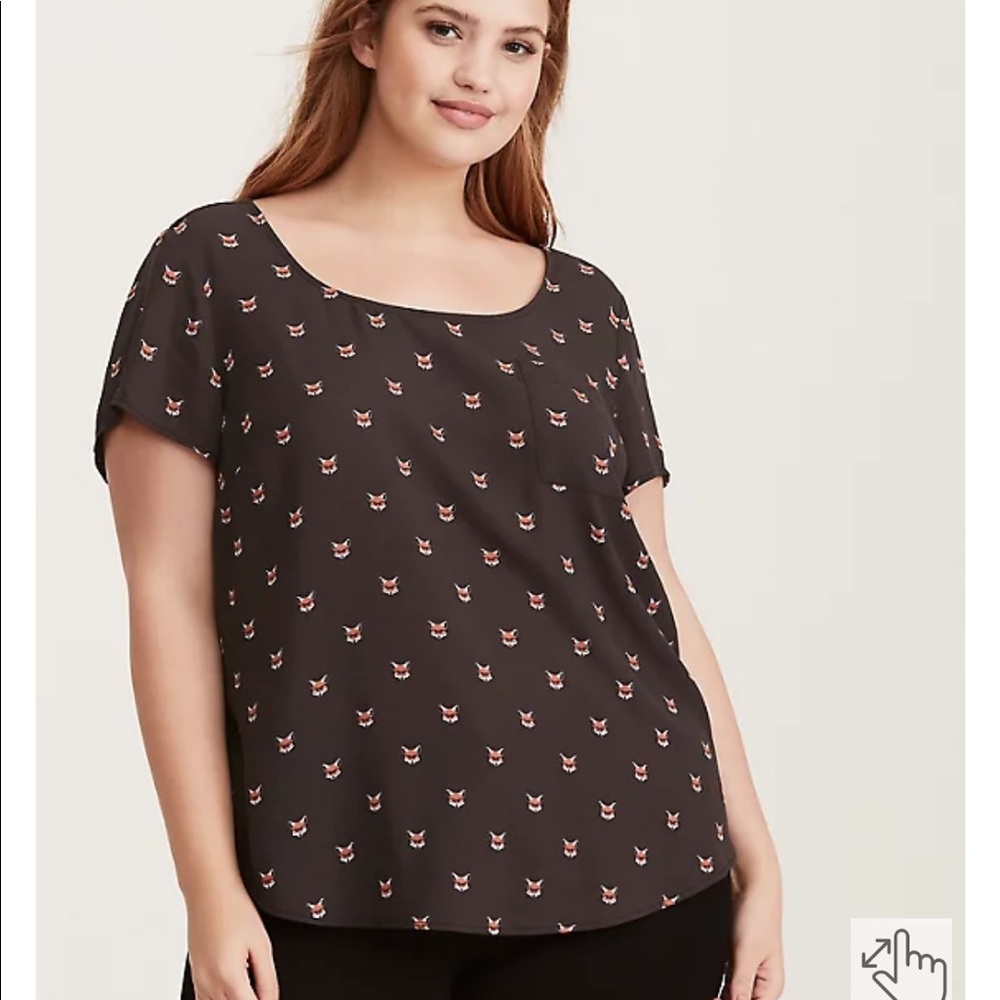 Torrid Fox Georgette Button-Back Blouse